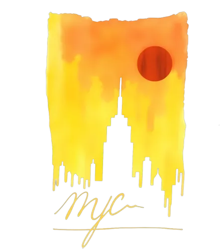 Customized Tee Shirts: NYC Skyline Sunset - Vintage & Retro