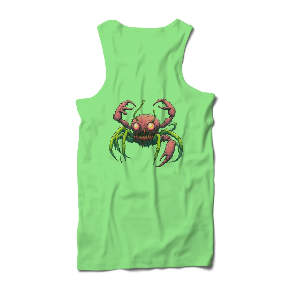 Tee Shirt Printing: Monster Spider with Glowing Eyes in Cyberpunk Style|Monstrous spider with glowing eyes