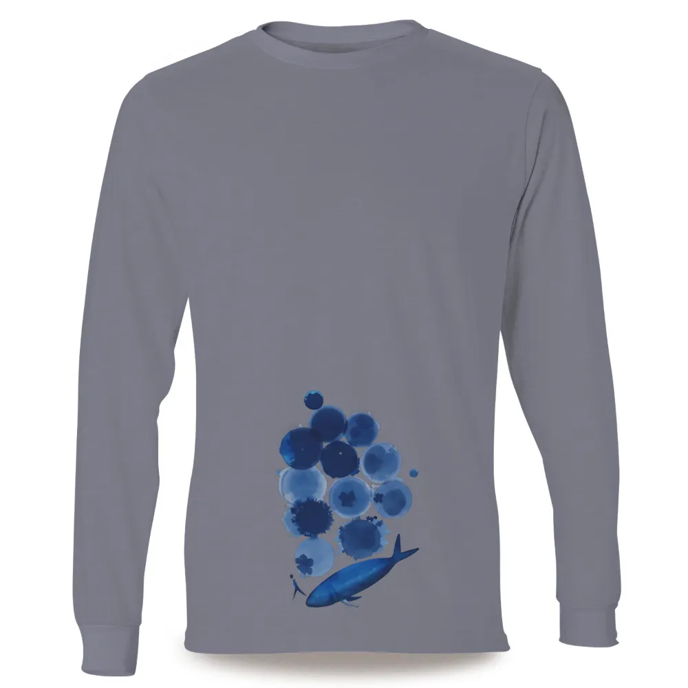 T-Shirt Printing: Blue Fish and Bubbles - Ocean Freedom|russian military blue and white striped shirt