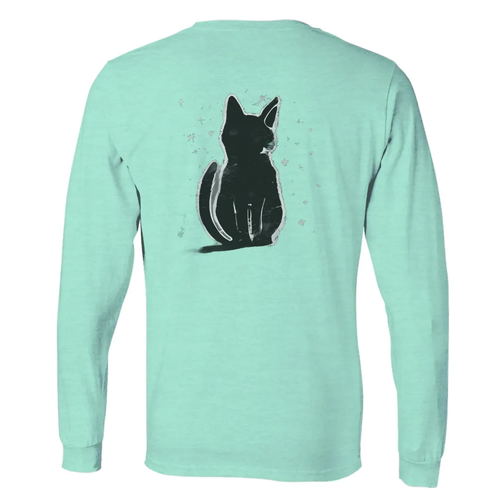 Graphic Tees: Cosmic Cat Silhouette - Minimalist Night Sky Design|cat t shirt 2022