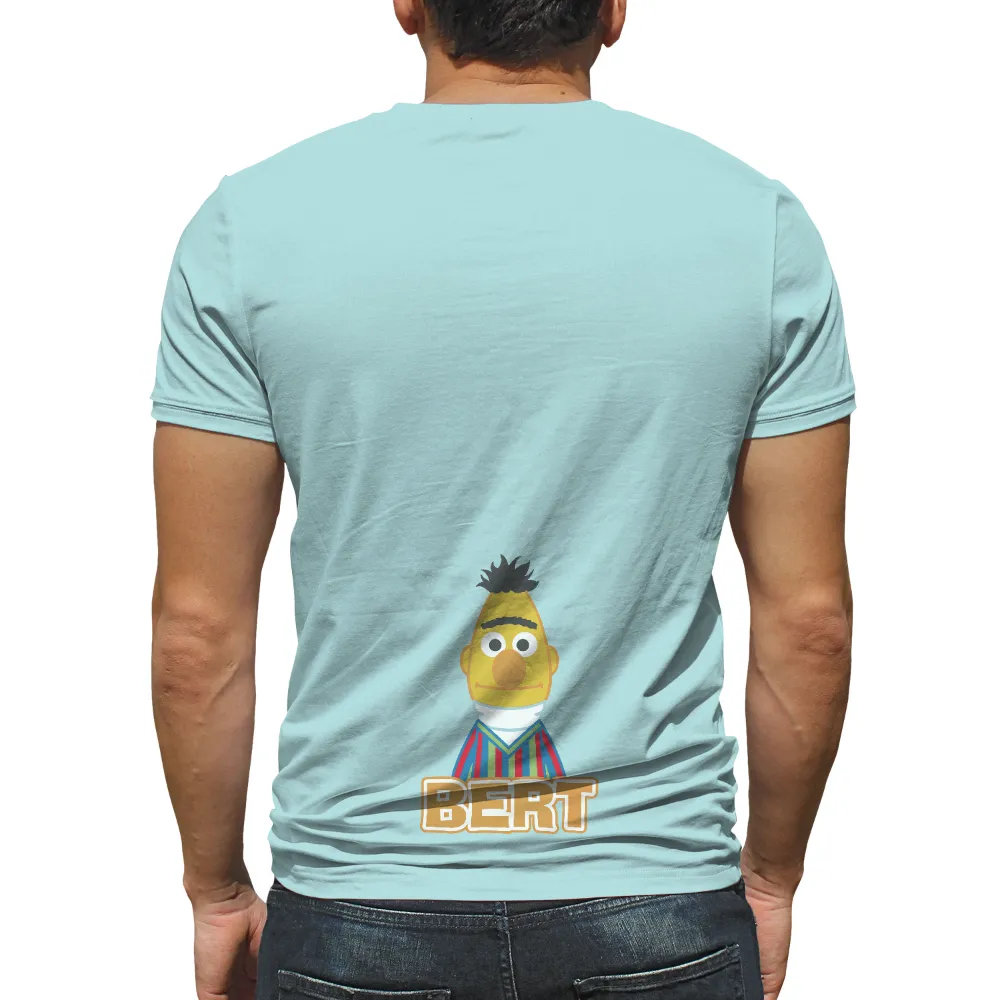 Tee Shirts Printed: Whimsical Bert from Sesame Street|knit camp collar shirt with pink stripes