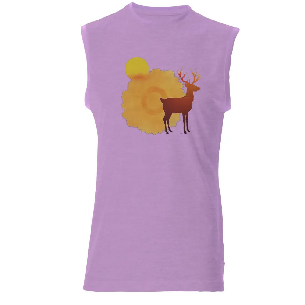 T-Shirt Printing: Majestic Deer Silhouette in Sunset Glow|roblox orange t shirt