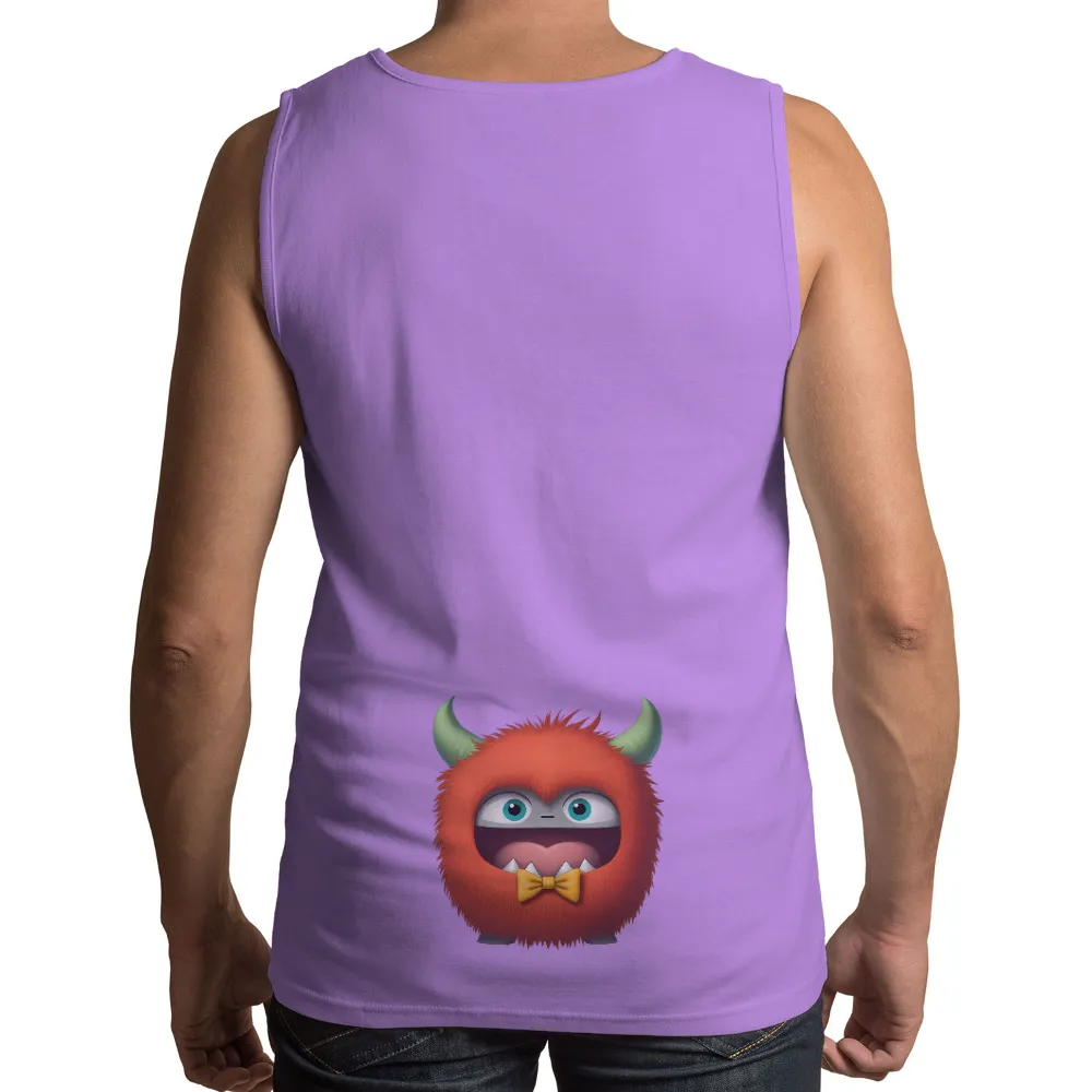 TShirt Printing: Whimsical Monster Brings Joy with Orange Fur and Green Horns|fun summer button down shirts