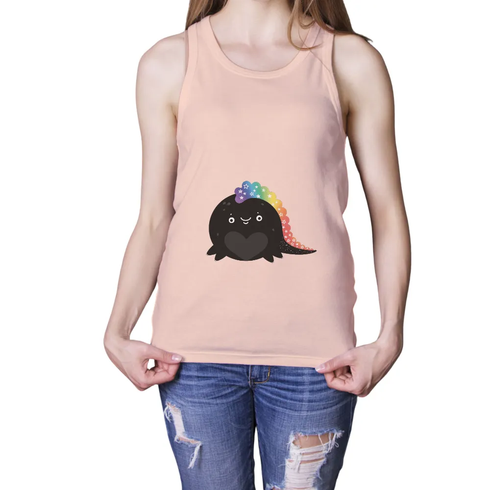 T-Shirts Design: Cosmic Dino - Whimsical Rainbow Heart|there's always tomorrow dinosaur shirt