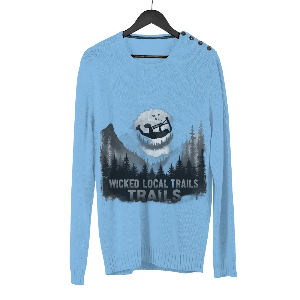 T-Shirt Printing: Wicked Local Trails - Mountain Biking Adventure| Full moon backdrop