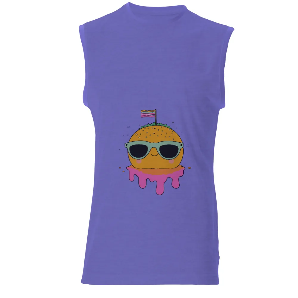 Graphic Tees: Cool Burger with Sunglasses - Funny & Whimsical Design|fun summer button down shirts