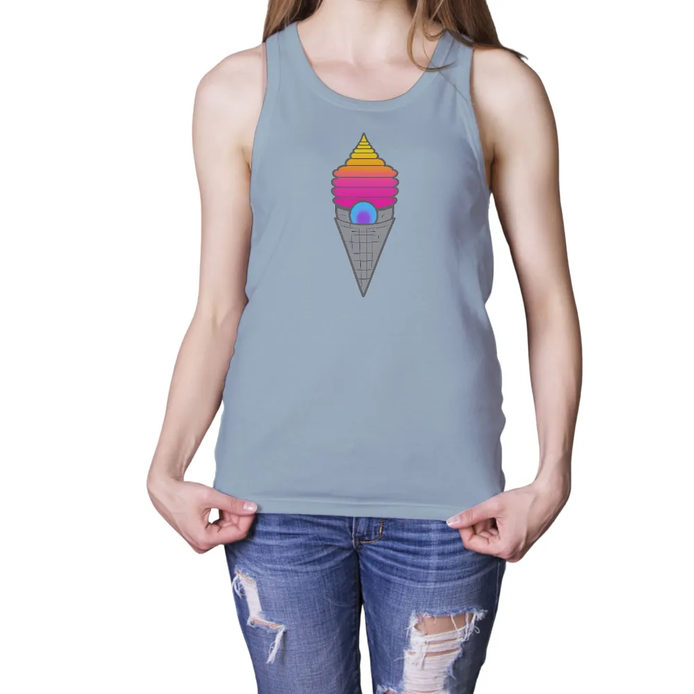 Graphic Tees: Vibrant Ice Cream Cone - Artistic Designs|it is ideal for summer blouse