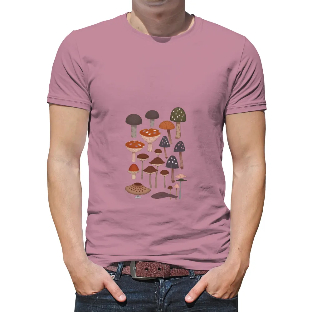 Tee Shirts Printed: Enchanted Forest Mushrooms - Artistic Nature Design|life is good camping shirt mens