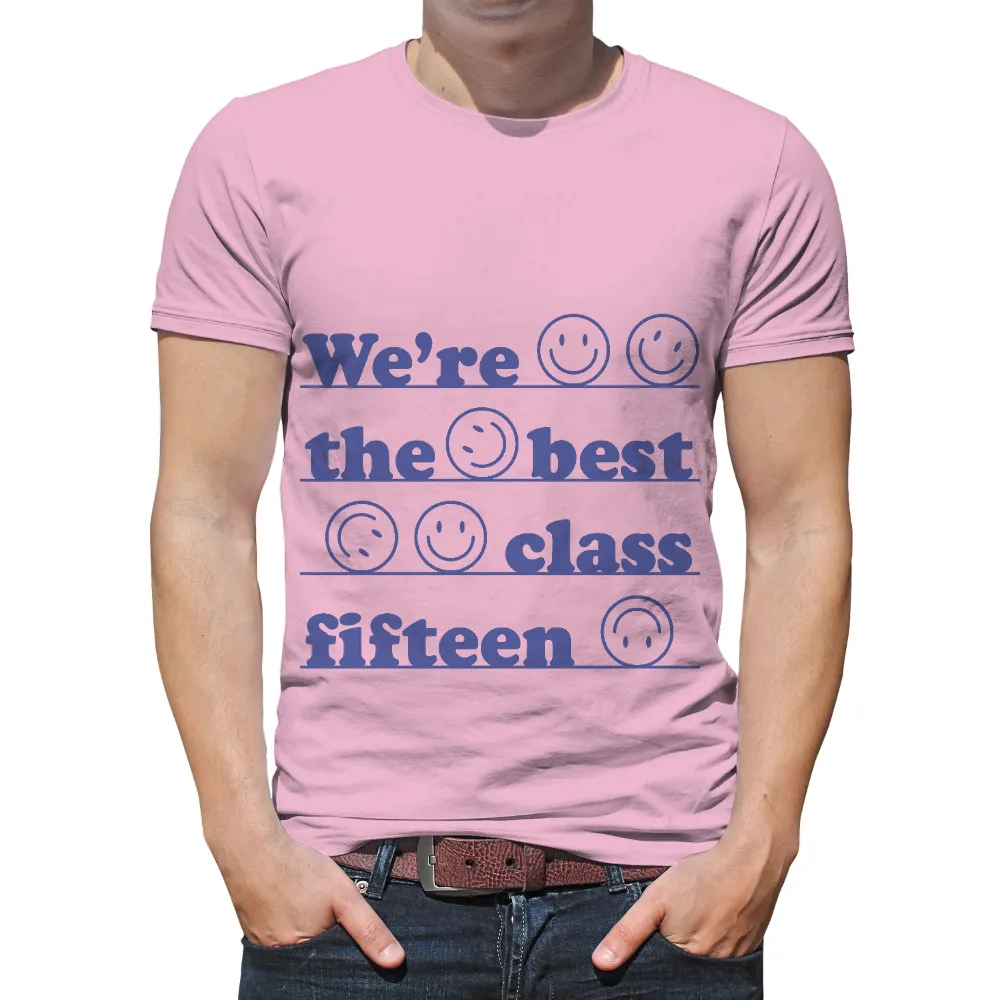 T-Shirt Printing: We're the Best Class Fifteen|blue butterfly print longline shirt