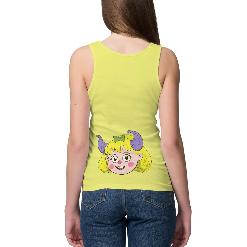 Custom Printing: Vibrant Cheerful Fantasy Character with Yellow Hair and Purple Horns|pink fantasy football shirt