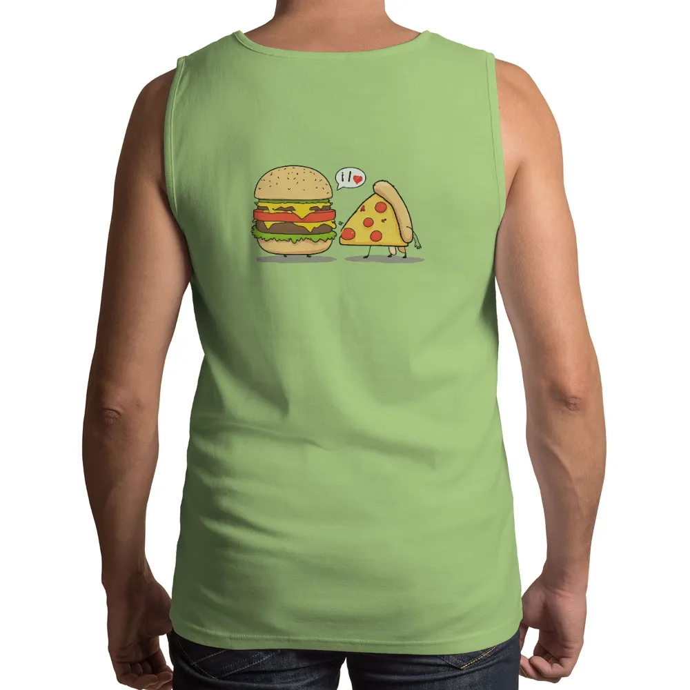 Burger and Pizza: A Match Made in Heaven - T-Shirt Printing|cartoon tshirt for ladies