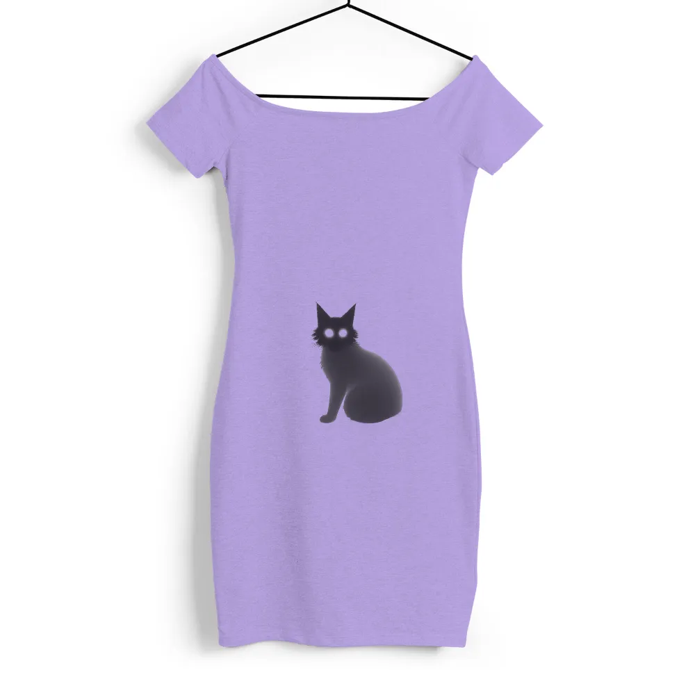 Custom Tee Shirts: Enigmatic Cat with Glowing Eyes| Ancient culture symbol