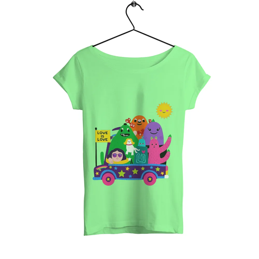 Shirts Graphic Tees: Love is Love Parade with Colorful Monsters|mama mini rainbow shirts