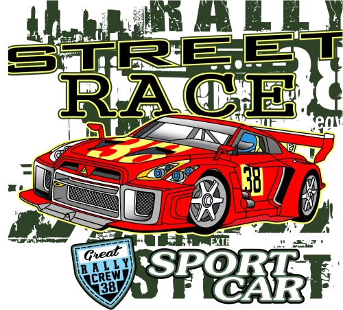 Custom Tee Shirts: Street Race Sports Car - Extreme Speed and Competition