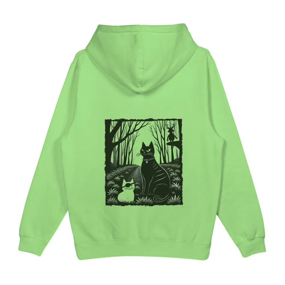 T-Shirt Printing: Enchanting Cats in the Dark Forest| Intertwining branches