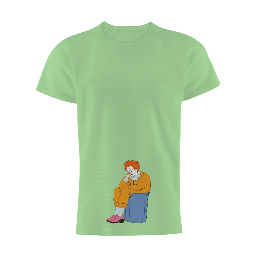 Custom Tee Shirts: Clown in Reflection - Minimalist Artistic Design|clown shirt splatoon 3