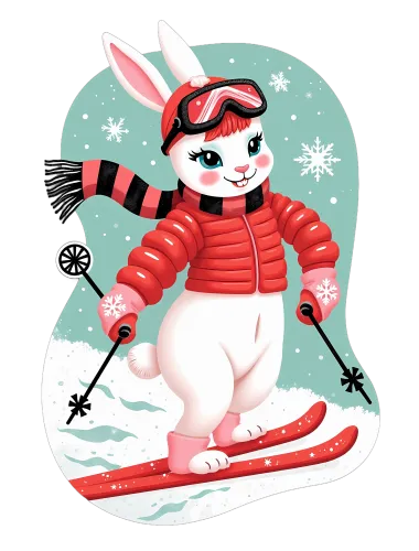 Customized Tee Shirts: Winter Sports Bunny | Skiing Adventure