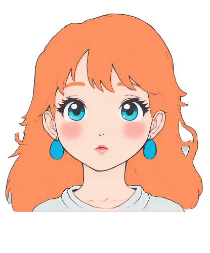 T-Shirts Pattern: Vibrant Orange Hair and Blue Eyes - Anime Style