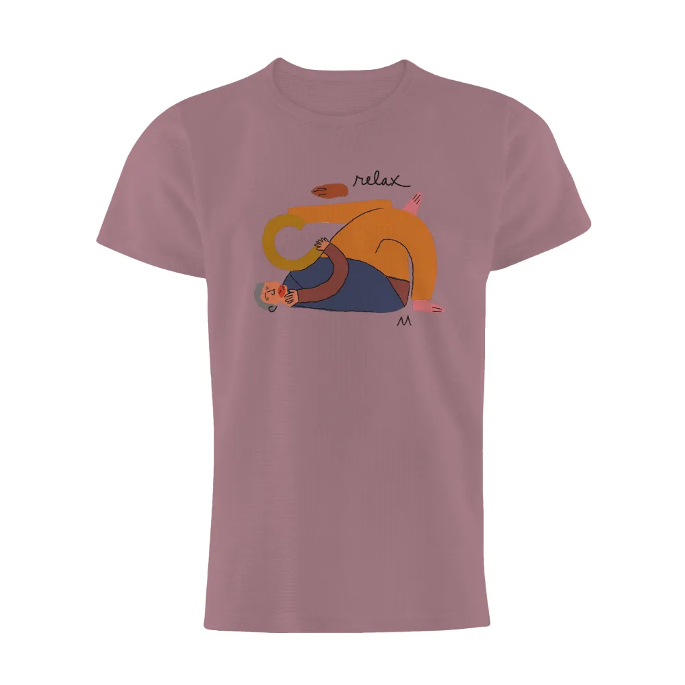 T-Shirts Design: Embrace Relaxation with Serene Elderly Figure| vibrant colors