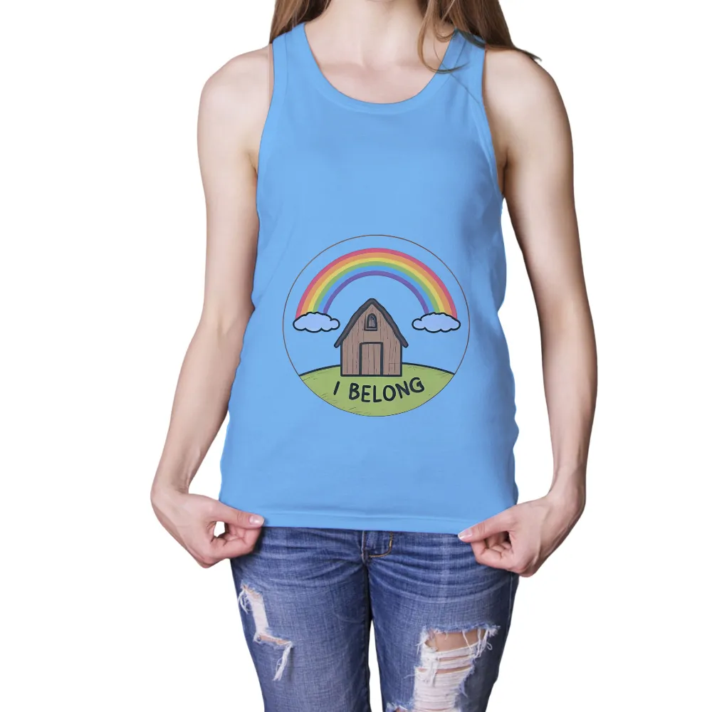 TShirt Printing: Embrace Belonging with Rainbow House Design|rainbow pocket tee