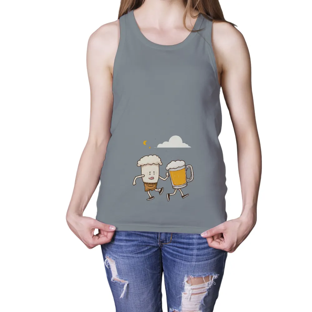 T-Shirts Design: Unexpected Friendship - Beer and Milk Under the Crescent Moon|beer 4th of july shirt