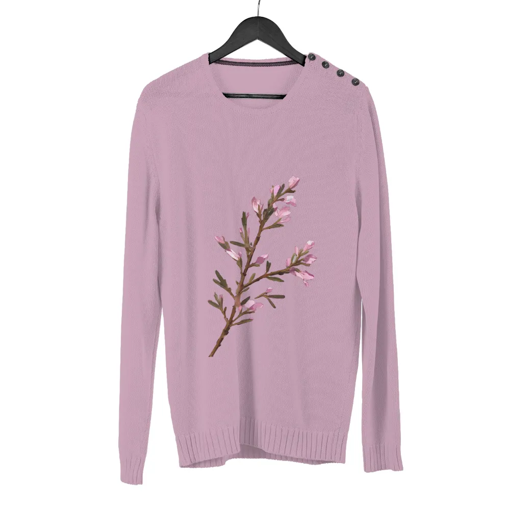 TShirt Design: Nature's Renewal - Pink Blossom Branch|long spring shirts