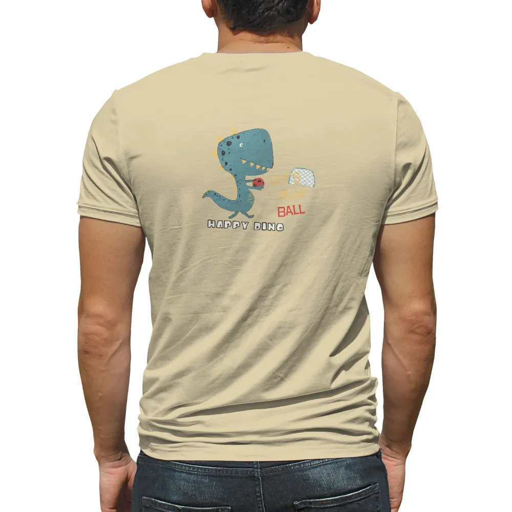 Tee Shirts Printed: Happy Dino Loves Soccer|cartoon graphic drop shoulder tee