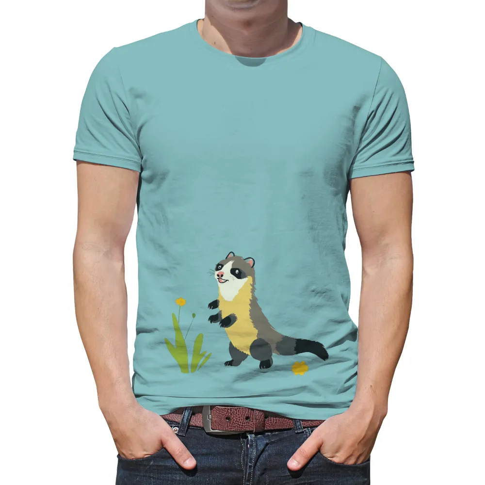 Shirts Graphic Tees: Whimsical Ferret and Flower Design|t shirts cute roblox