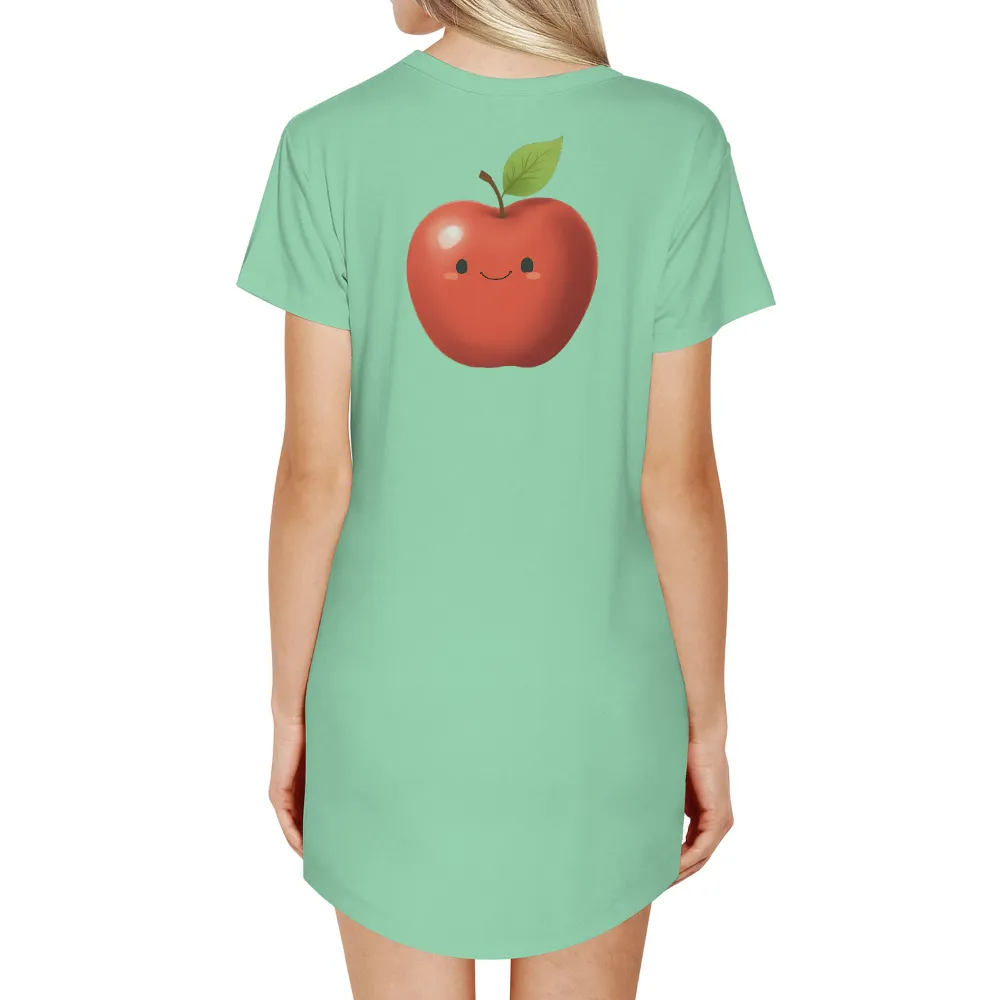 Graphic Tees: Cheerful Red Apple with a Happy Face|neon green comme des garcons shirt