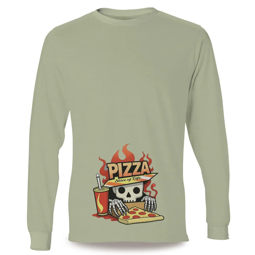 T-Shirts Custom: Skeleton Pizza Slice of Life| Casual and everyday vibe