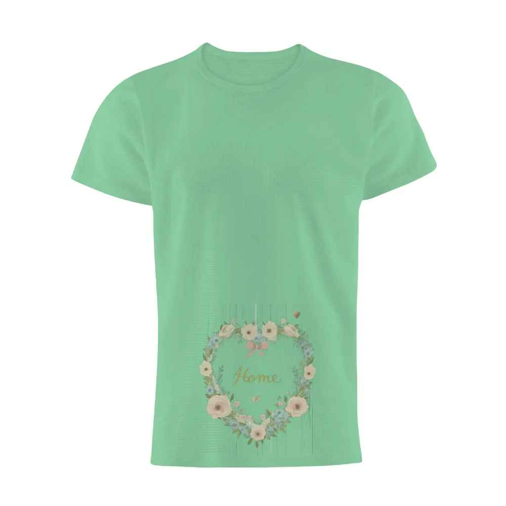 T-Shirts Design: Floral Wreath of Home Love|peace love valentine shirt