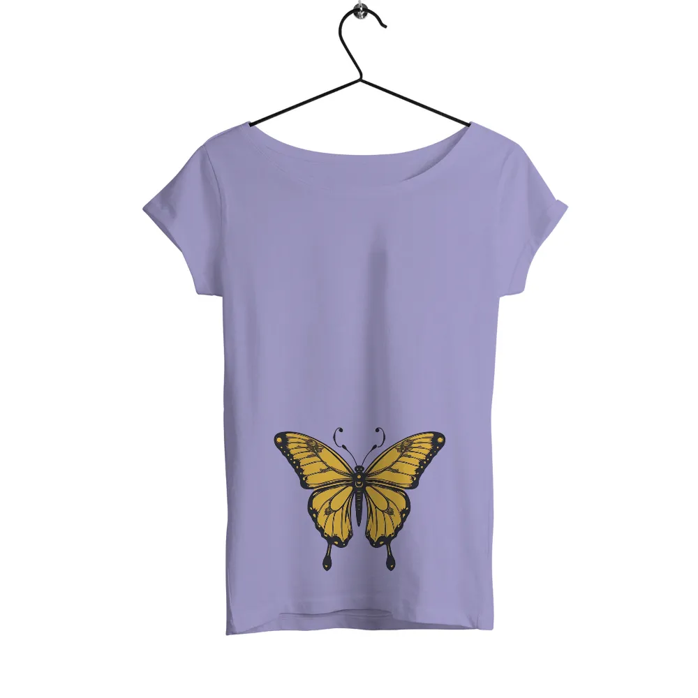 T-Shirts Design: Yellow Butterfly - Transformation and Beauty|short sleeve butterfly style t shirt