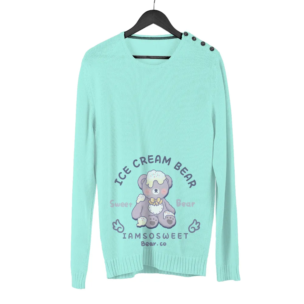 T-Shirts Custom: Whimsical Ice Cream Teddy Bear Design|cute valentine tees