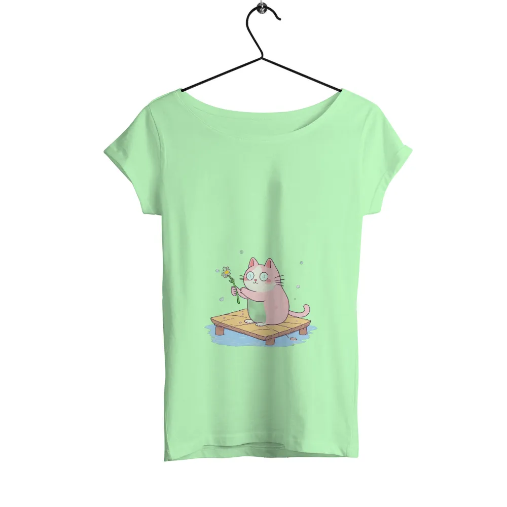 Customized Tee Shirts: Pink Cat with Flower - Serenity and Hope|dallas stars goalie