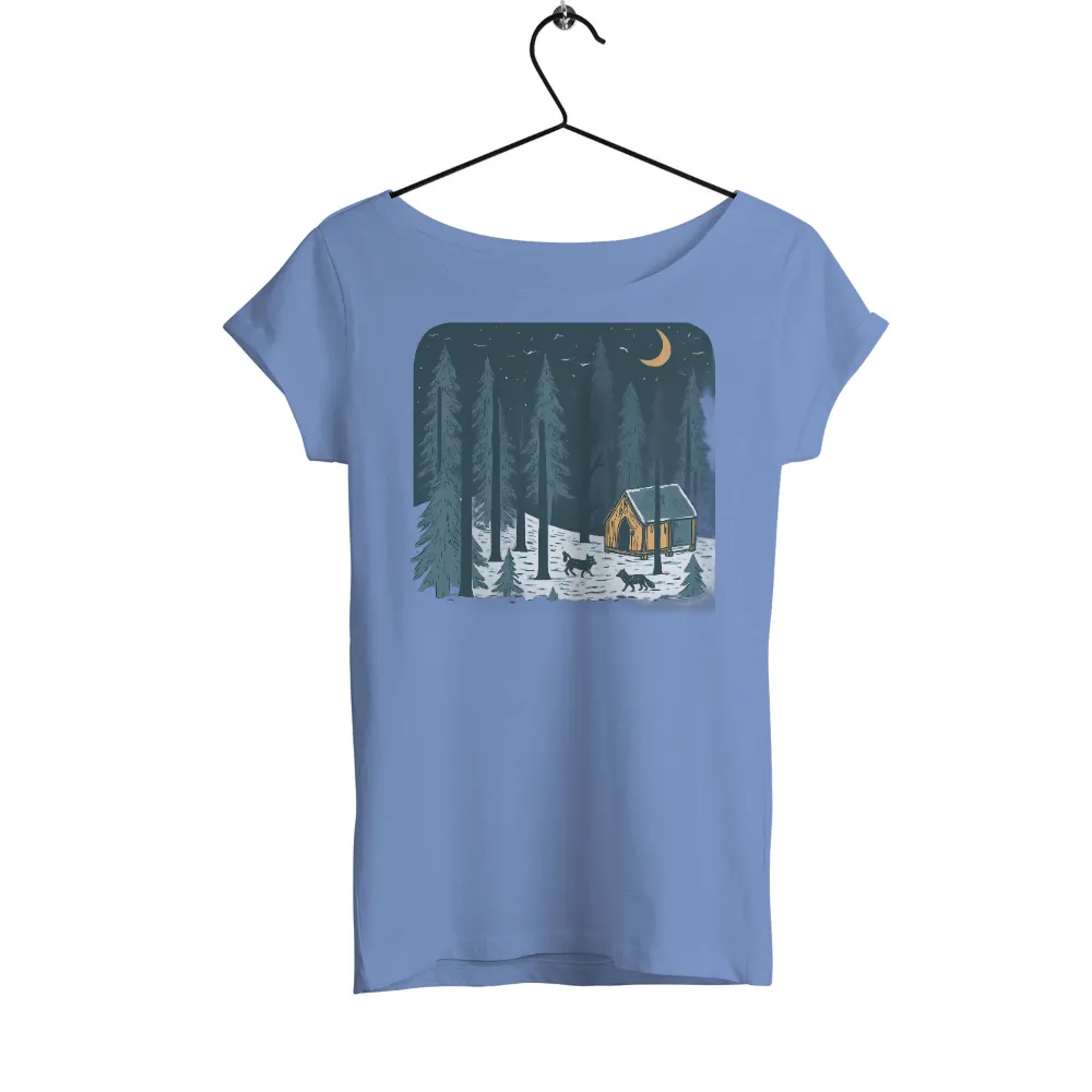 Winter Cabin in Snowy Forest Design for Custom Prints|pokemon forest shirt