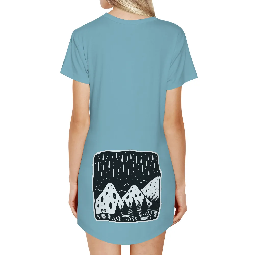 Mystical Mountains T-Shirt Printing: Nature's Whisper in the Rain|roblox t shirt black and white