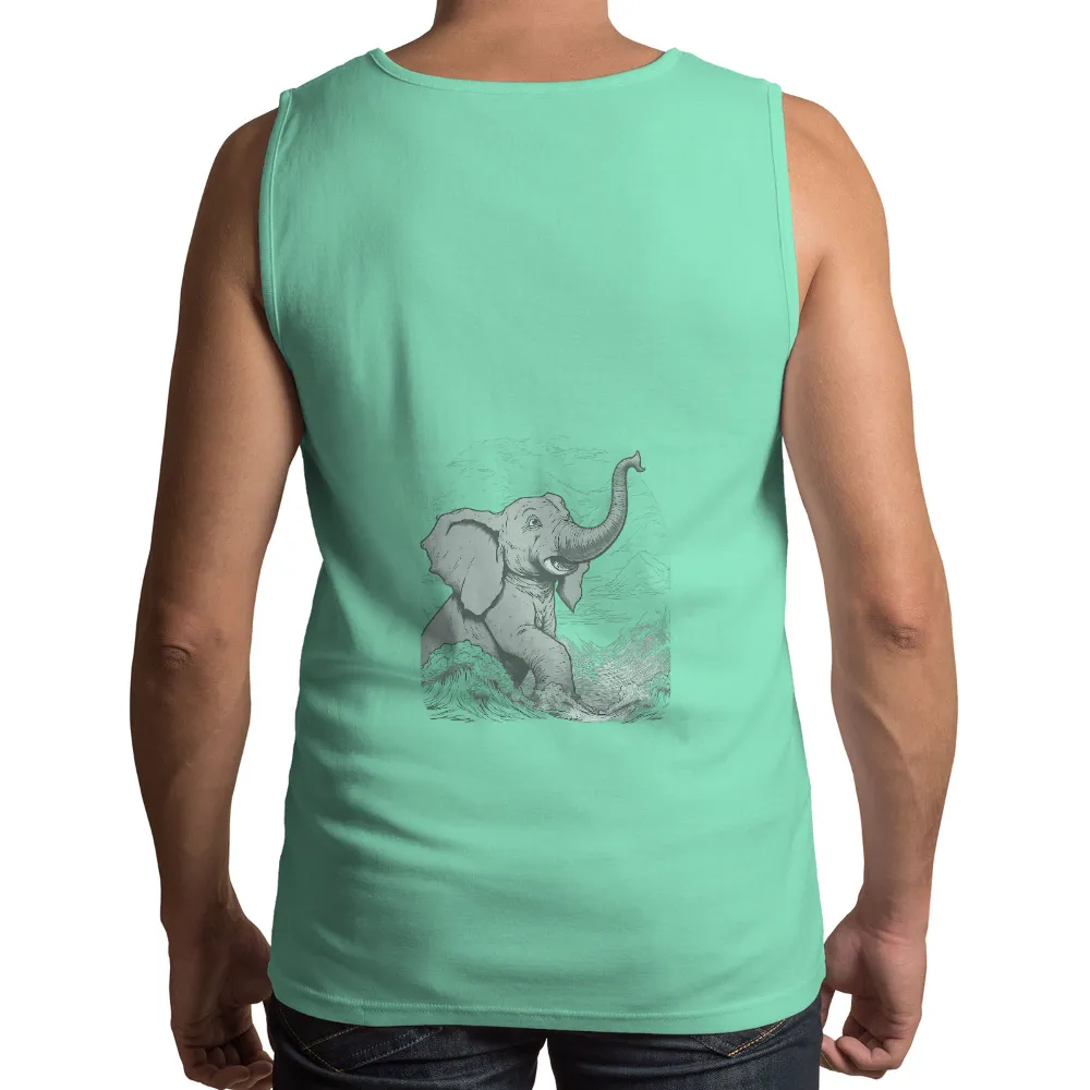 T-Shirt Printing: Elephant Triumphing Over the Stormy Sea| waves crashing