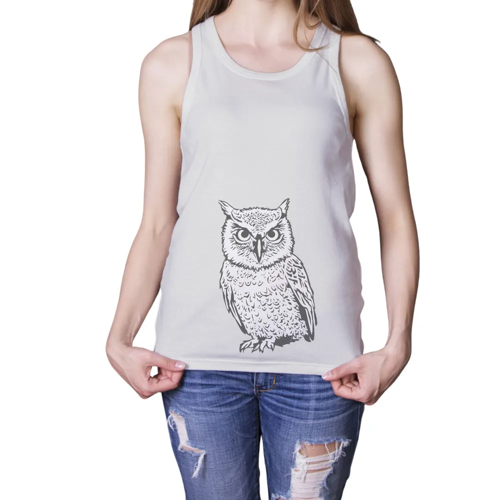 T-Shirts Pattern: Monochrome Owl - Wisdom and Mystery|t la classic tee