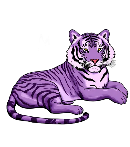 Tee Shirts Printed: Purple Tiger - Strength and Resilience