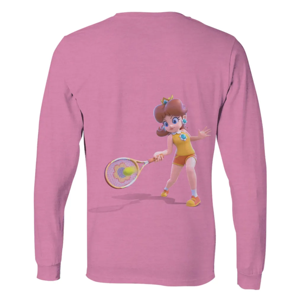 Tee Shirt Printing: Princess Daisy's Tennis Adventure|black shirt cartoon character