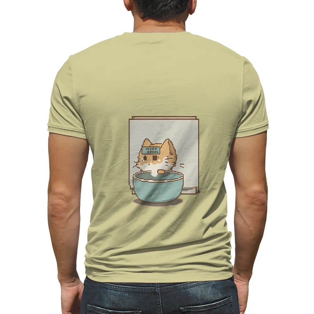 Tee Shirt Printing: Pixel Art Cat in Cereal Bowl - Funny & Quotes|my cat is my valentine t shirt