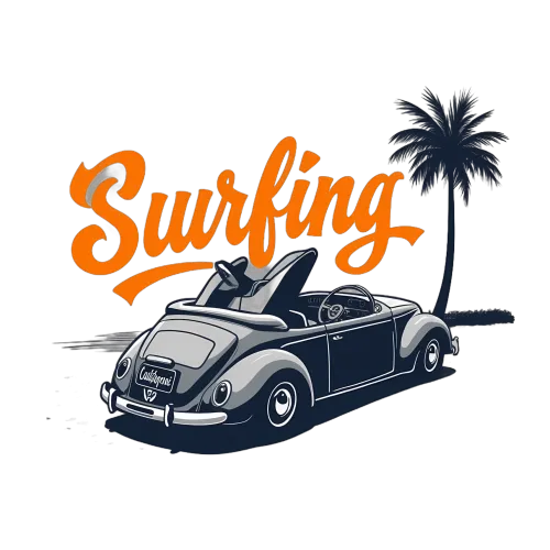 T-Shirt Printing: Vintage Surfing Adventure with Beetle Convertible