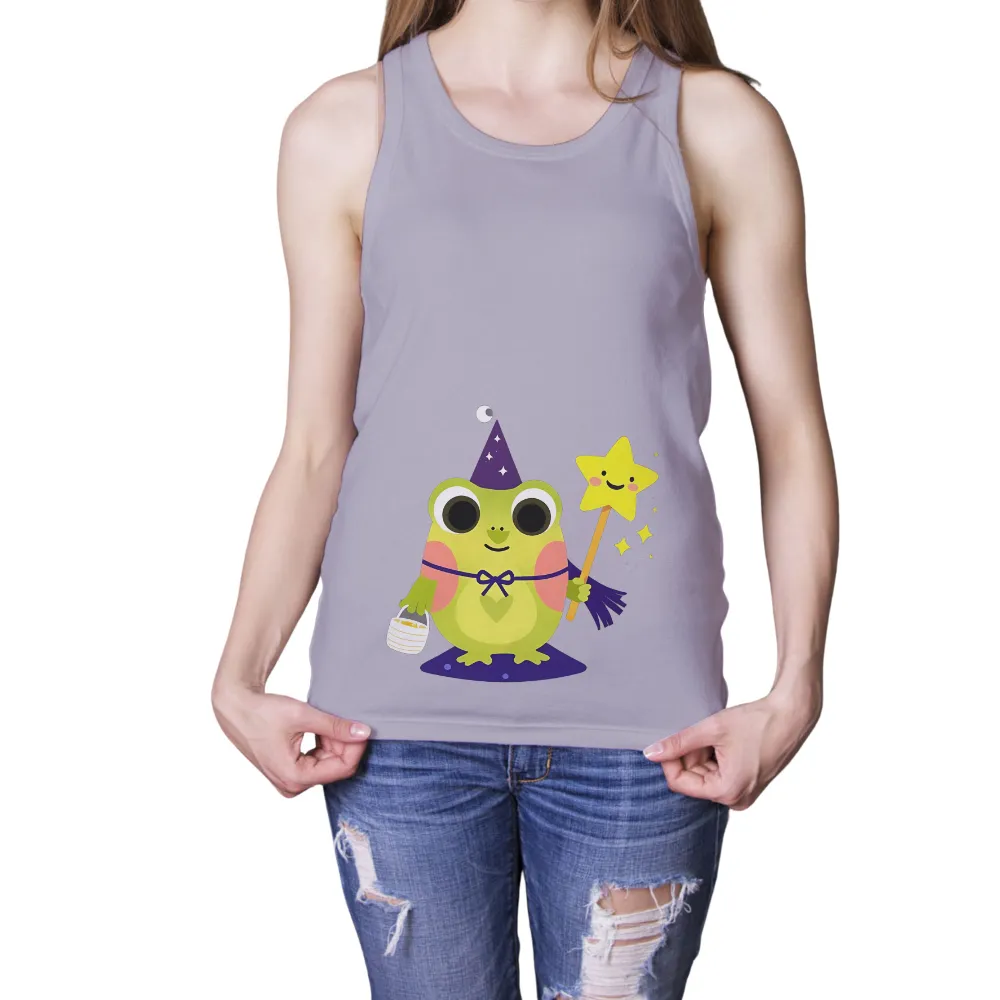 T-Shirts Design: Whimsical Frog Wizard - Halloween Magic|women target halloween shirts