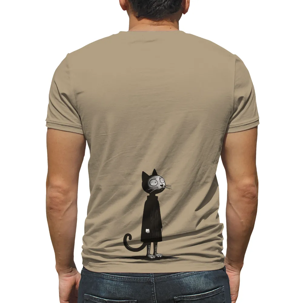 Graphic Tees: Whiskers the Guardian - Artistic Night Watcher|black and white captain america shirt