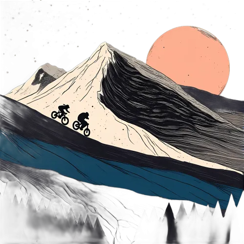 Graphic Tees: Mountain Biking Adventure Under the Full Moon