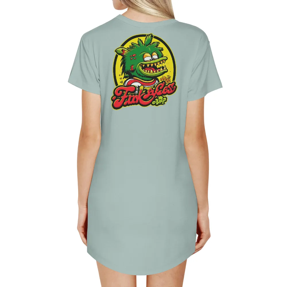 T-Shirts Custom: Quirky Green Monster Fun Design|mischievous green monster