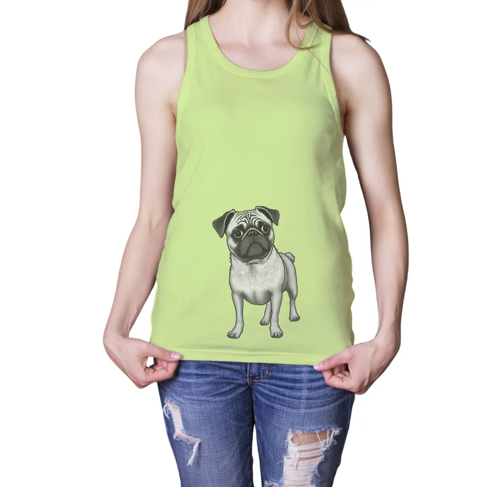 Custom T-Shirt Printing: Expressive Pug Design|black and white t shirt roblox