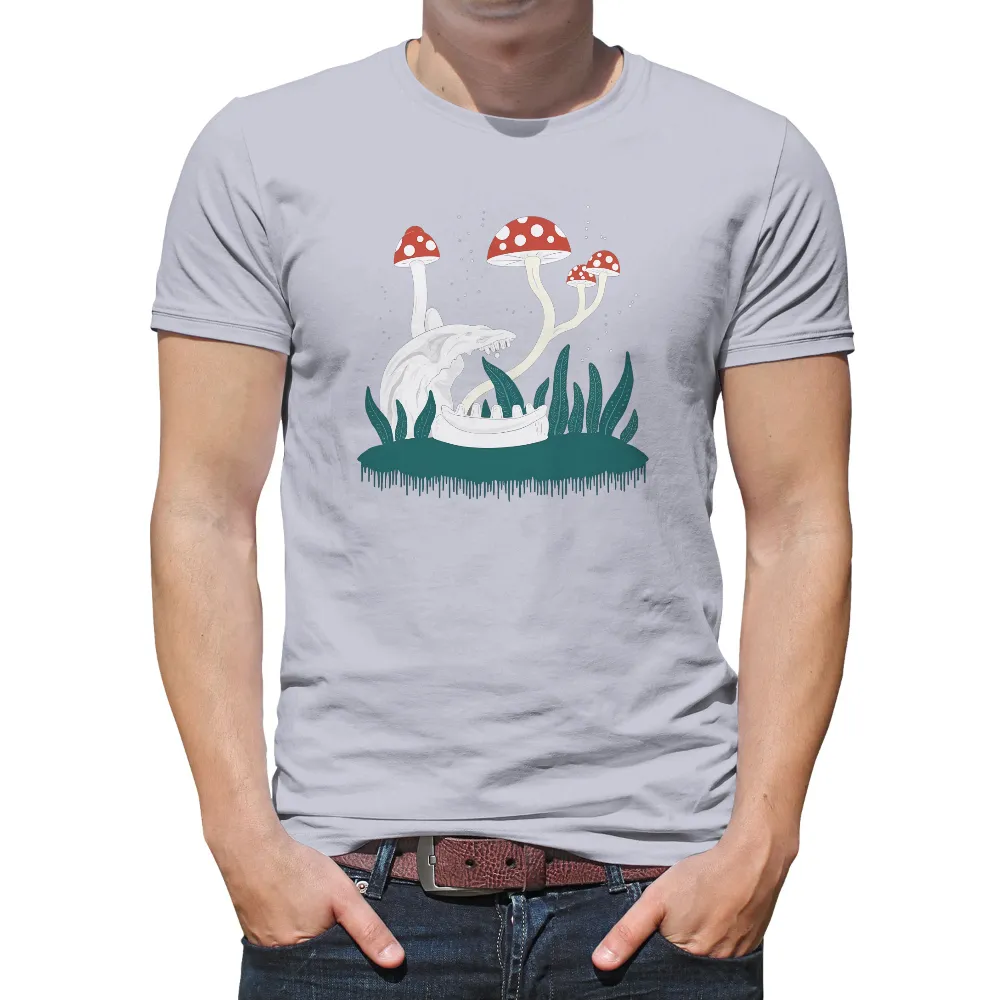 Tee Shirts Printed: Enchanted Forest Skull with Glowing Mushrooms|final fantasy anniversary shirts