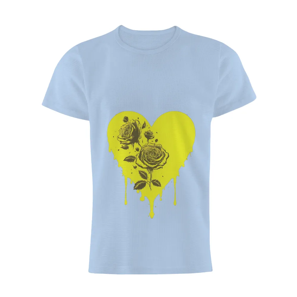 Tee Shirts Printed: Melting Heart with Roses - Artistic Love Design|melting rubik's cube meaning