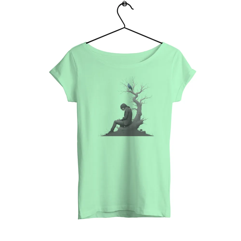 T-Shirts Pattern: Solitude and Hope - Blue Bird and Leafless Tree|hope trip shirt